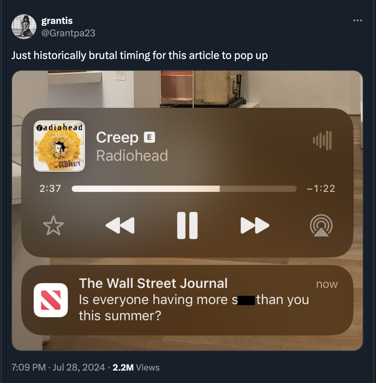 bryson tiller let em know - grantis Just historically brutal timing for this article to pop up Gadiohead Creep Radiohead The Wall Street Journal Is everyone having more s than you this summer? 2.2M Views now